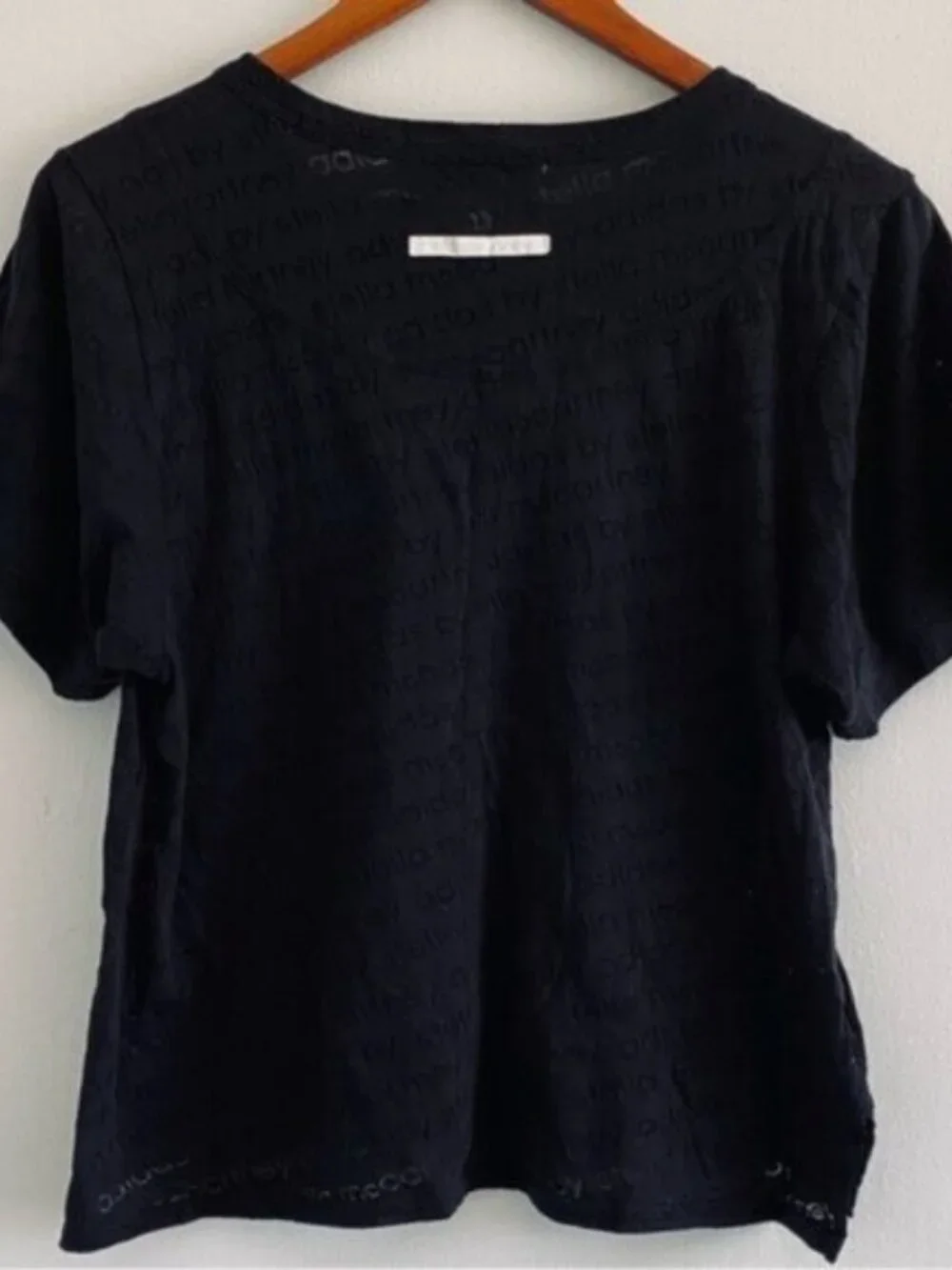 Adidas Stella McCartney T Shirt Black Logo Spell Out Crewneck Womens Boxy XS - Picture 2 of 6